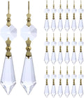 HDCRYSTALGIFTS 20Pcs 38mm Replacement Clear Chandelier Icicle Crystal Prisms Octogan Crystal Bead for Lamp Decor,Gold Bow Tie Connectors
