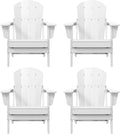 Westin Outdoors Laguna WO Home Furniture Adirondack Chair 4 PC Set Classic Outdoor Patio Folding Chair for Bon Fire Pit Lawn Backyard Beach Plastic Weather-Resistant (White)