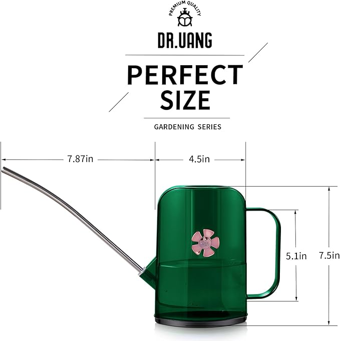 Watering Can Indoor for House Plants Small Watering cans with Long Spout Flower Model Sprinkler Head 1.2L (Green, 1.2L)