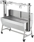 Stainless Steel Electric Pig Rotisserie Grill with Fire Pit & Baffle - 60kg Capacity, 50W Motor for Whole Pig/Lamb, Asador de Puerco Outdoor Camping BBQ