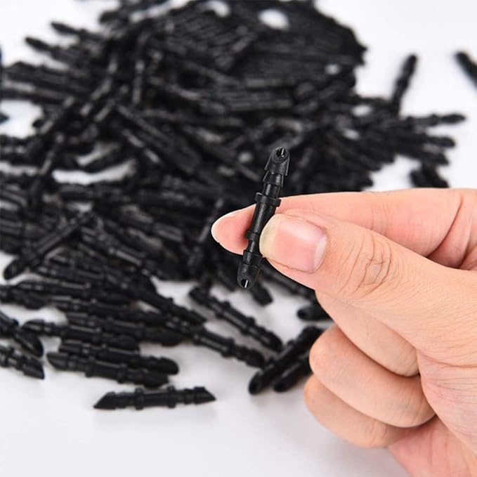 Kalolary 150 Pieces 1/4’’ Straight Barbed Connectors, Fitting Drip Irrigation Fitting Drip Irrigation Barbed Coupling Single Barbed Connector for Irrigation Tubing System and Garden