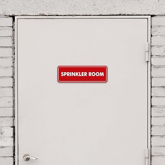 Signs ByLITA Standard Sprinkler Room Sign (White) - Small 2 Pack