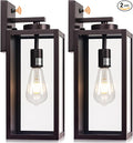 16-inch Oil-Rubbed Bronze Dusk to Dawn Outdoor Wall Light Fixtures, Exterior Waterproof Wall Lanterns, Brown Porch Sconces Lighting, Modern Outside Lights for House Patio Front Door Entryway, 2-Packs