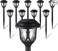 10 Pack Solar Lights Outdoor Decorative, Solar Pathway Lights Outdoor, Solar Powered Garden Yard Lights for Walkway Sidewalk Driveway. (Black, Cool White)