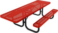 Coated Outdoor Furniture Heavy-Duty Portable ADA-Compliant Outdoor Picnic Table, Punched Steel Patio Dining Furniture Made in America (8ft Rectangular, One-Side Handicap, Red)