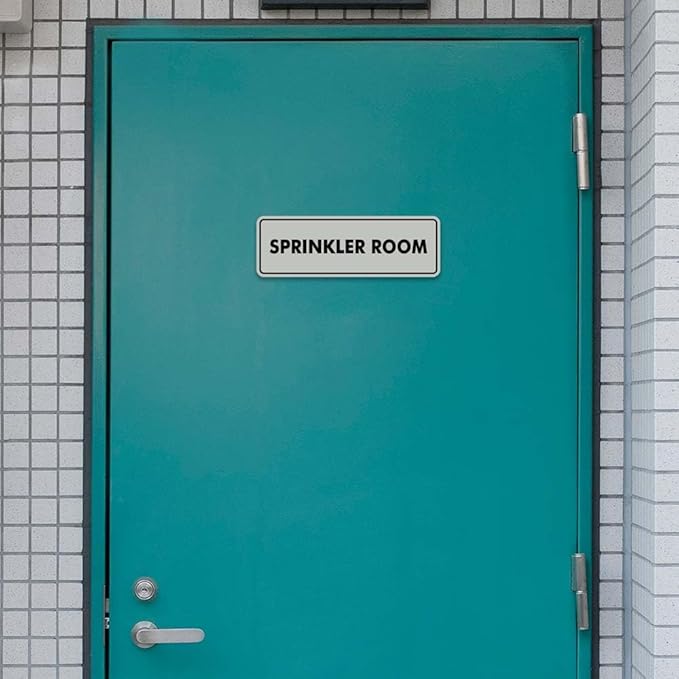 Signs ByLITA Standard Sprinkler Room Sign (Brushed Silver) - Small 2 Pack