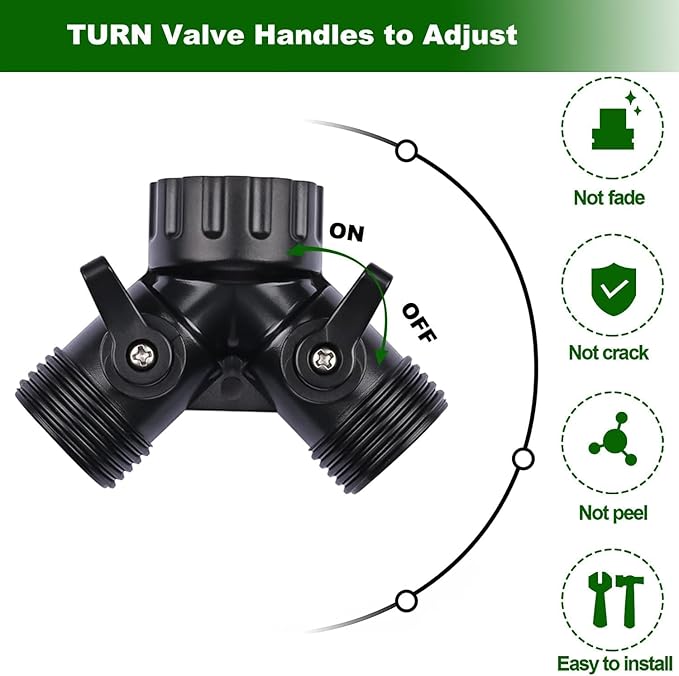 1/4 Inch Drip Irrigation Tubing Fitting to Faucet Adapter Connector, 2 Way Y Splitter for 3/4" Inch Garden Hose to 1/4 Inch Drip Irrigation Hose