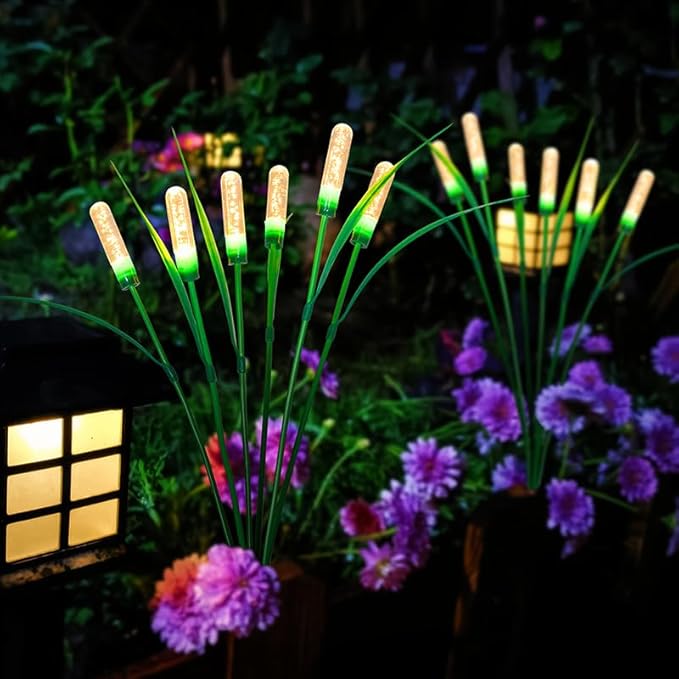 Solar Outdoor Garden Lights,Upgraded LED Solar Reed Swaying Lights for Garden Patio Yard Pathway Walkway Wedding Party Christmas Landscape Lighting (2 Pack)