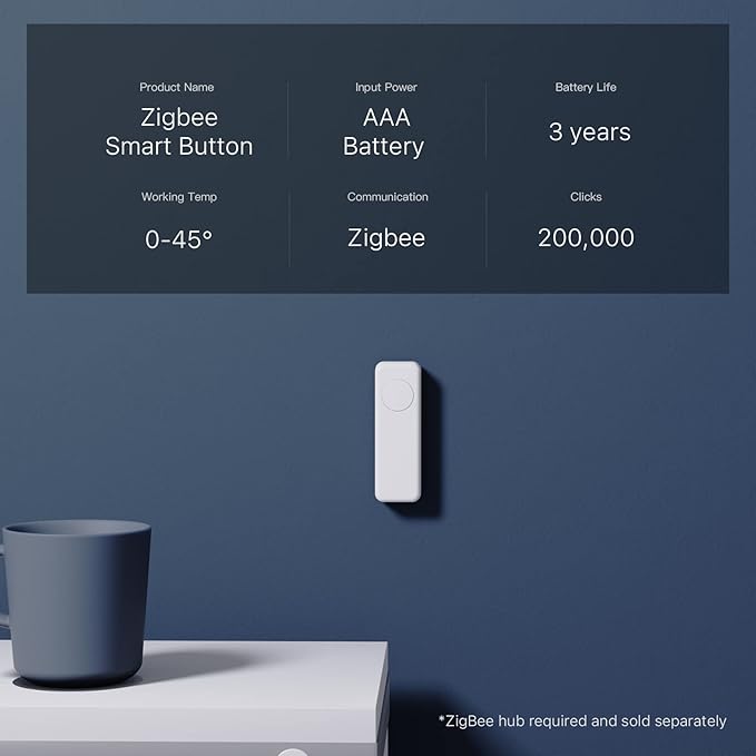 THIRDREALITY ZigBee Smart Button 2 Pack, 3-Way Remote Control, Require Zigbee hub, Work with SmartThings, Aeotec, Hubitat, Home Assistant, Third Reality Hub, Battery Included.