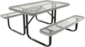 Coated Outdoor Furniture Heavy-Duty Portable Outdoor Kids Table, Expanded Metal Kids Picnic Table, Commercial-Grade Picnic Table, Made in America (4ft Rectangular, Childrens, Textured Grey)