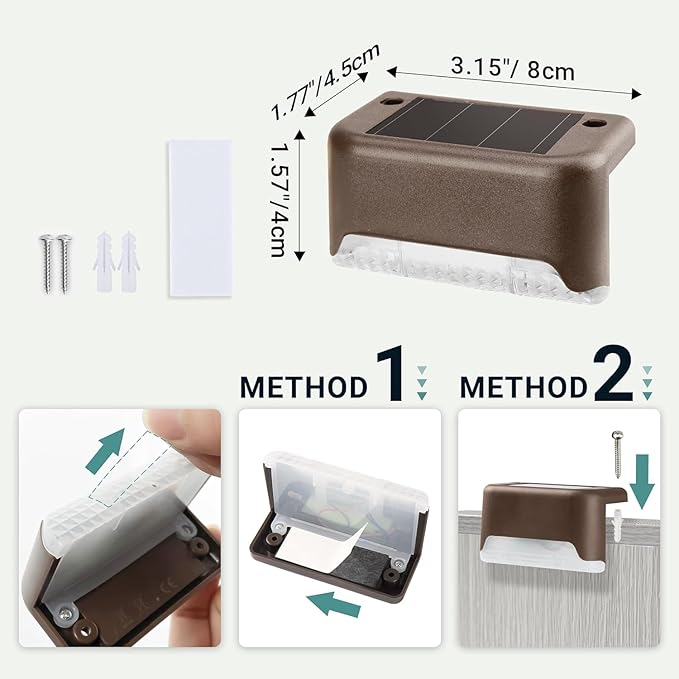 GIGALUMI 12 Pcs Solar Deck Lights, Bronze Finished Waterproof Led Solar Lamp for Outdoor Pathway, Yard, Patio, Stairs, Step and Fences. (Cool White)