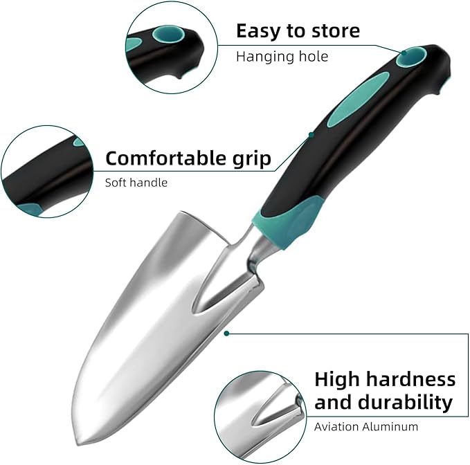 Garden Tool Set, 3-Piece Gardening Planting Tools Kit for Gardener, Heavy Duty Aluminum Garden Kit Gardening Gifts Tools for Men Women, Outdoor Hand Tools, Garden Essentials, Gift for Garden Lover