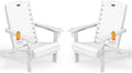 Adirondack Chairs Set of 2, Outdoor Fire Pit Chairs, HDPE All-Weather Adirondack Chairs with Cup Holder, Lawn Chair for Deck, Patio, Garden (White)