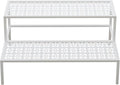 aboxoo Metal Plant Stand Metal 2 Tier Potted Multiple Flower Pot Holder Plant Shelf Indoor Plants Multiple,Outdoor Heavy Duty Planter Display Shelving Unit for Patio Garden Corner Balcony,Living Room(White)