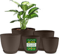 Planter Pots with Drainage Holes - Lightweight, Durable & Space-Saving Pots for Indoor and Outdoor - Versatile Functionality, Simple Modern Design, Set of 20 Plastic Planter Pots - Brown