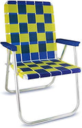 Lawn Chair USA Folding Aluminum Outdoor Patio Lawn Chair | Heavy-Duty Webbed Chairs for Camping, Sports, Beach, Yard & Tailgating | Lightweight Portable | Classic - Blue/Yellow