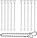 RIFNY Hanging Chain with Hooks, 10 Pieces 20 Inch Black Chain for Hanging Bird Feeders Planters Baskets Billboards Lanterns Wind Chimes Ornaments Outdoor/Indoor Use（20 inch 10pcs