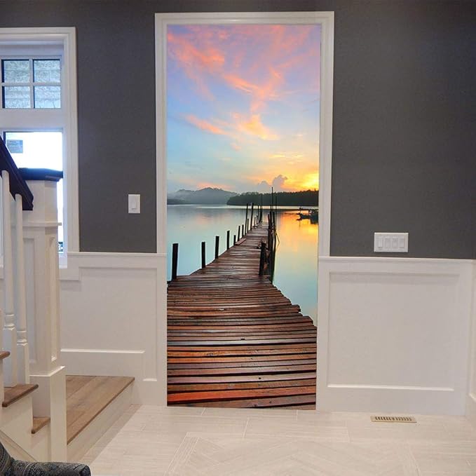 3D Door Stickers Murals - Peel and Stick Wallpaper - Self-Adhesive Decals - Removable PVC Waterproof - Bedroom, Living Room - 30.3" x 78.7"