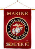 Breeze Decor HS108057-BO-03 Marine Corps Americana Military Decorative Vertical Set, House Flag 28" x 40", Thick Fabric