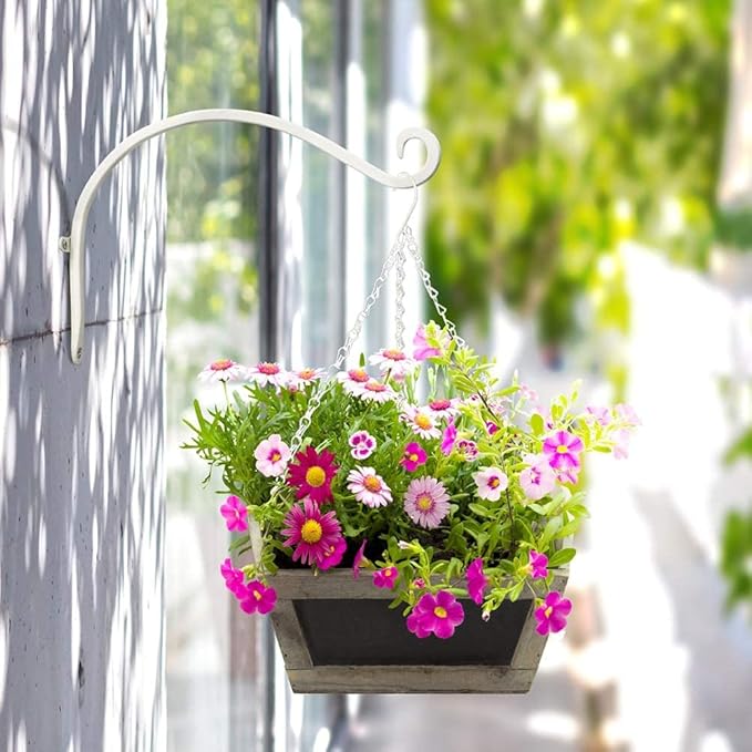 AJART White Plant Hanger Outdoor: 12-Inch Plant Hooks for Wall Indoor - Rust-Resistant Plant Bracket Hook for Hanging Flower Baskets