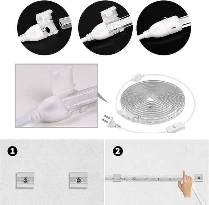 Outdoor LED Strip Lights,120LEDs/m Waterproof 32.8FT/10M LED Light Strip 6500K White Flexible LED Rope Lights for Garden Patio Cabinet Bedroom Indoor Outdoor Decoration(32.8FT, White)