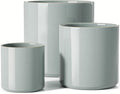 LE TAUCI Ceramic Plant Pots Indoor, 10 Inch 8 Inch 6 Inch Planters for Indoor Plants, Mid-Century Modern Flower Pots with Drainage Hole, Cylinder Round Planter Pots, Set of 3, Reactive Glaze Blue Gray