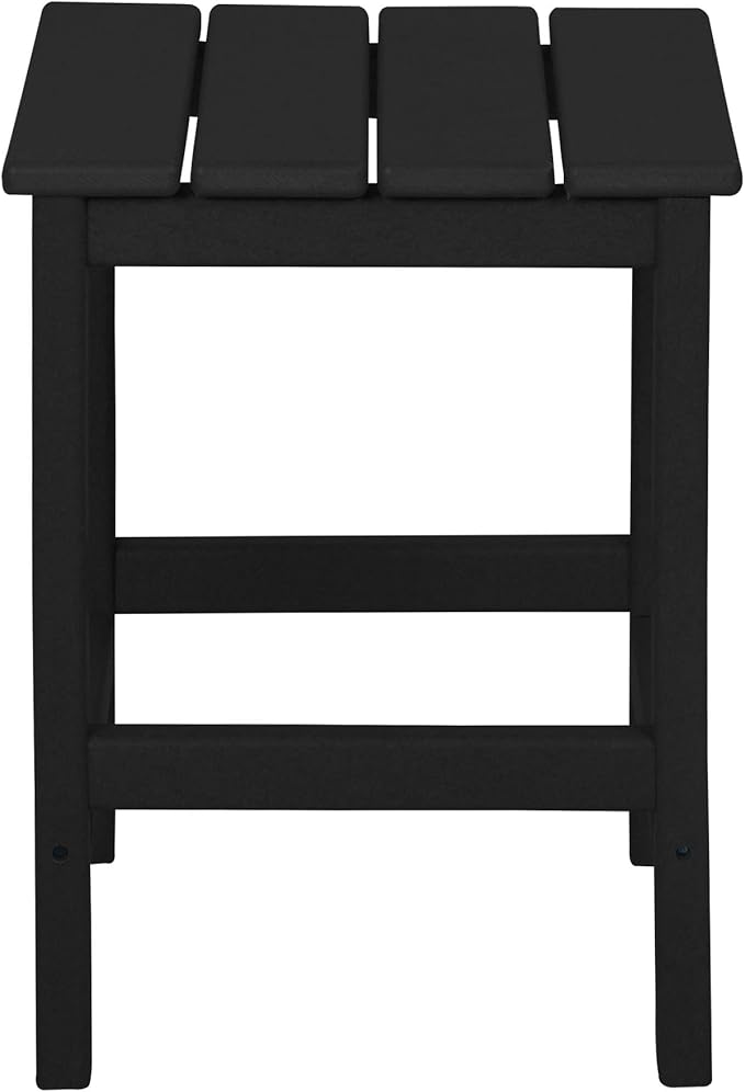 WO Home Furniture Adirondack Chair Table Set of 2 PCS Outdoor Folding Chair w Side Table Weather/UV Resistant for Lawn, Garden, Bon Fire, Balcony (Black)