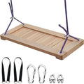 Teak Wooden Swing, Outdoor Wood Tree Swing Seat for Kids or Adults for Backyard Columpio, Height Adjustable (19.8x9inch)
