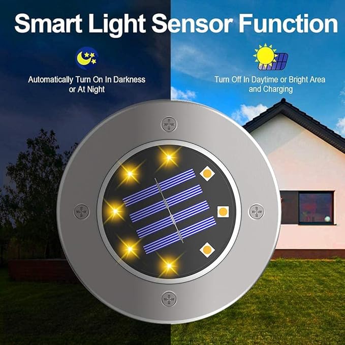 ZGWJ Solar Ground Lights - 16 Pack Waterproof Solar Garden Lights with Warm White Bright In-Ground Landscape Fixtures for Pathway, Yard, Deck, Lawn, Patio, Walkway