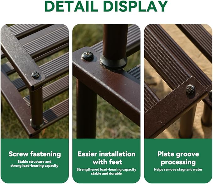 Metal Plant Stand, Rust-proof Aluminum Display Rack, Plants Display Stands Decoration Racks for Living Room Garden Balcony Patio (Ebony, 41.3Inch Low Leg)