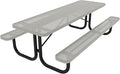 Coated Outdoor Furniture Heavy-Duty Portable Outdoor Picnic Table, Thermoplastic Coated Punched Steel Commercial-Grade Patio Dining Furniture Made in America (8ft Rectangular, Textured Grey)
