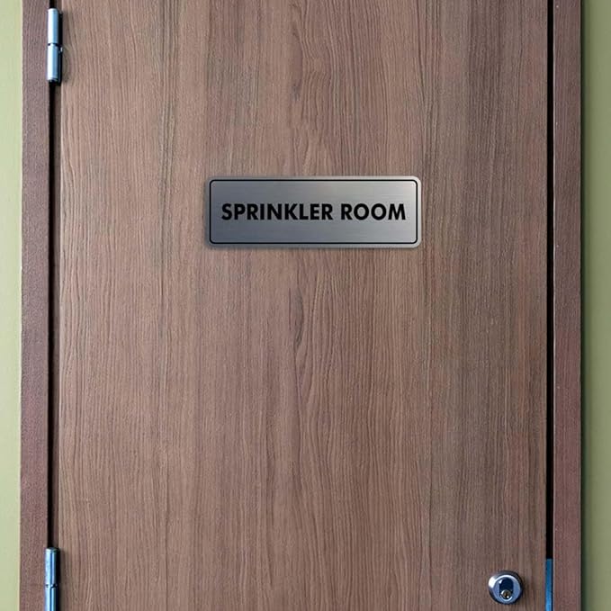 Signs ByLITA Standard Sprinkler Room Sign (Brushed Gold) - Small 2 Pack