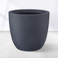 Kante 18 Inch Dia Round Concrete Planter, Indoor Outdoor Large Plant Pot with Drainage Hole and Rubber Plug for Home Patio Garden, Dark Gray