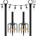 Aulimhti 10Ft Metal Poles with Fork for Outdoor String Lights,2 Pack Light Stand for Outside Garden,Patio,Wedding,Backyard,Deck,Party