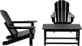 WO Home Furniture Adirondack Chairs Table Set of 3 PCS Outdoor Folding Chairs Coffee Table Weather/UV Resistant for Lawn, Garden, Bon Fire, Balcony (Black)