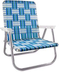 Lawn Chair USA Folding Aluminum Outdoor Patio Lawn Chair | Heavy-Duty Webbed Chairs for Camping Sports Beach Yard & Tailgating | Lightweight Portable | High Back Beach Chair-Sea Island w/White Arms