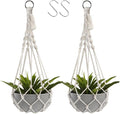 Artilady Macrame Plant Hanger Large Hanging Planter for Indoor Plants Holder White Cotton Rope Hanging Plant Basket Handmade Outdoor Window Boho Plant Wall Decor