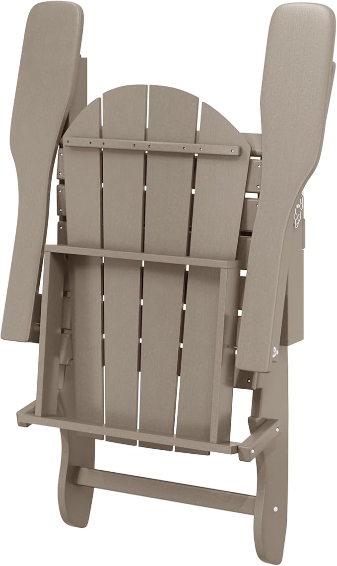 Westin Outdoors Laguna WO Home Furniture Adirondack Chair 2 PCS Set Outdoor Folding Patio Chair for Bon Fire Pit Garden Lawn Backyard Lounging Relaxing (Weathered Wood)