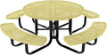 Heavy-Duty Portable Outdoor Kids Table with Umbrella Hole, Punched Steel Kids Picnic Table, Commercial-Grade, Made in America (46 in, Round, Childrens, Textured Sandstone)