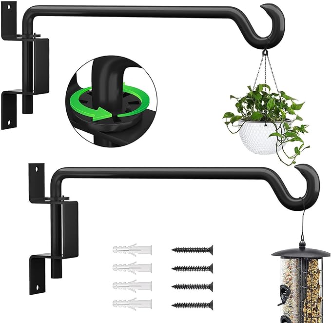 Plant Hanger,Swivel Plant Hanger,Hanging Plant Hooks,Plant Hangers Outdoor,Plant Hanger Indoor,Plant Hanger Bracket,Plant Hooks,Plant Wall Hanger,Rotatable Design,12 Inch 2 Pack