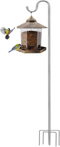 Shepherds Hook for Outdoor, 62 Inch Tall & 5/8 Inch Diameter Stainless Steel Heavy Duty Poles to Hang Outdoor Lights with 5 Prongs Base, Suitable for Bird Feeders or Wedding Decors(1pack)