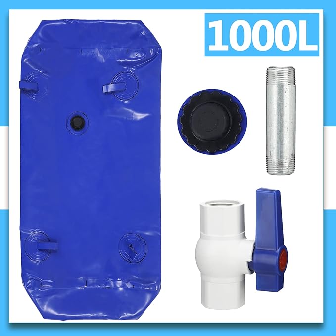 Kingdder Large Capacity Water Storage Bladder Emergency Water Bladder Tanks Foldable Storage Tank Portable Rainwater Bag for Drought Resistance Fire Protection Agricultural Irrigation(1000L)