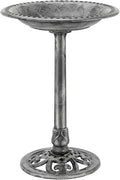VIVOHOME 28 Inch Height Polyresin Lightweight Antique Outdoor Garden Bird Bath Gray