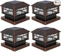 Solar Post Lights Outdoor, 20LM Fence Post Cap Lights, Waterproof, 2 Light Modes, Fit 3.5x3.5in 4x4in 5x5in Wooden Post, Solar Power Deck Lights for Garden Deck Patio Decoration(Bronze 4Pack)