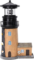 Solar Lighthouse with Rotating Beacon,11.1" Outdoor Garden Lighthouse Decor,Waterproof Statue Light House Lamp for Yard Lawn Patio Gifts