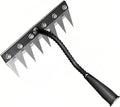 Gardenia Iron Weeding Rake, Iron Rake 2.0 for Gardening and Weeding, Detachable Double-Edged Blade Design Carbon Steel Heavy-Duty Weed Rakes,Hand Weed Puller Tools for Lawn Yard Garden Farm (8 teeths)