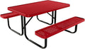 Coated Outdoor Furniture Heavy-Duty Portable Outdoor Kids Table, Punched Steel Kids Picnic Table, Commercial-Grade Picnic Table, Made in America (4ft Rectangular, Childrens, Textured Red)