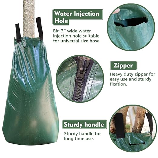 REMIAWY Tree Watering Bag 20 Gallon Watering Bag for Trees with Heavy Duty Zipper Premium PVC Tree Bags Slow Release Drippers Bag for Trees (5 Pack 5-8 Hours Releasing Time)