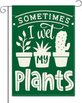 Cute Funny Garden Flag Sometimes I Wet My Plant Lover Gift Outdoor Decorations Small Double Sided Burlap art Stained Glass Style Garden Flags 12 x 18 Inch for Outside