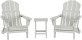 WO Home Furniture Adirondack Chairs Table Set of 3 PCS Outdoor Folding Chairs Side End Table Weather/UV Resistant for Lawn, Garden, Bon Fire, Balcony (Sand)